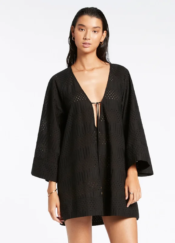 Broderie Kaftan - Black