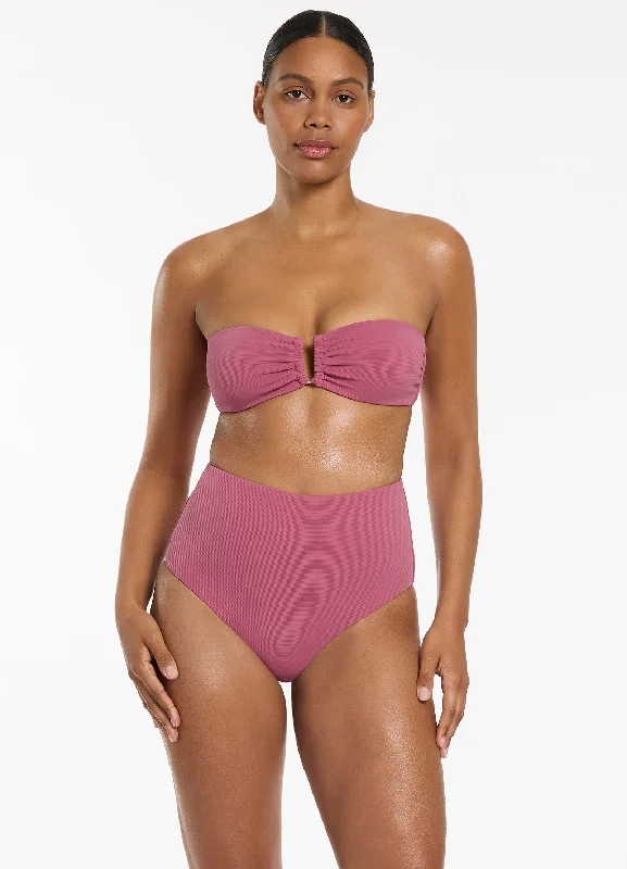 Isla Rib U Trim Bandeau Bikini Top - Mauve