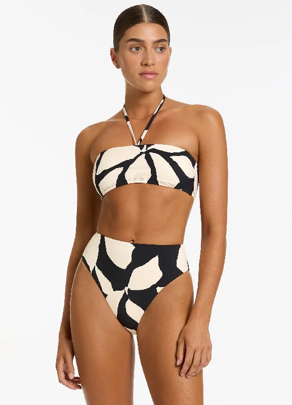 Fiore High Waist High Leg Bikini Bottom - Black