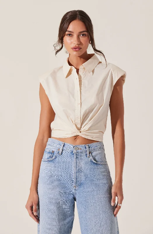 Twist Front Button Up Top