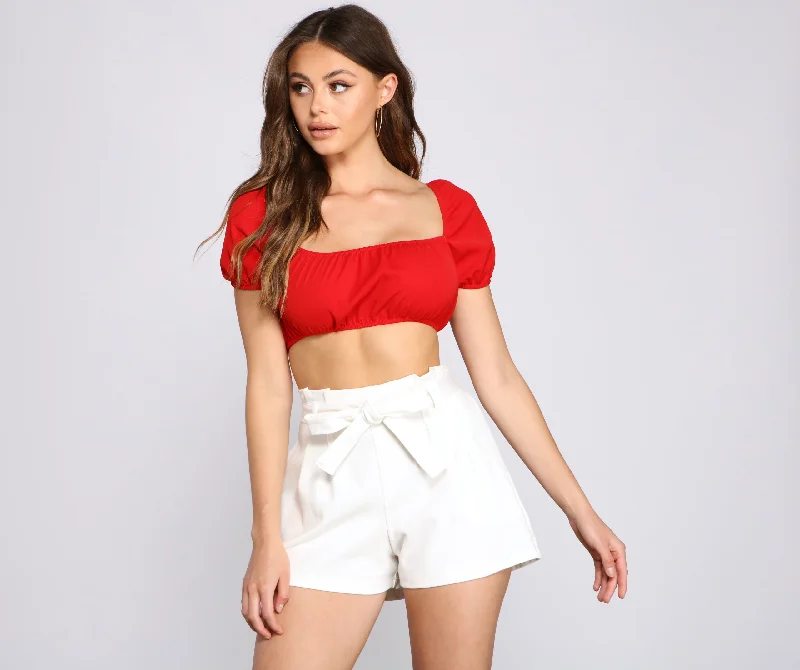 Casual Cutie Lace-Up Crop Top