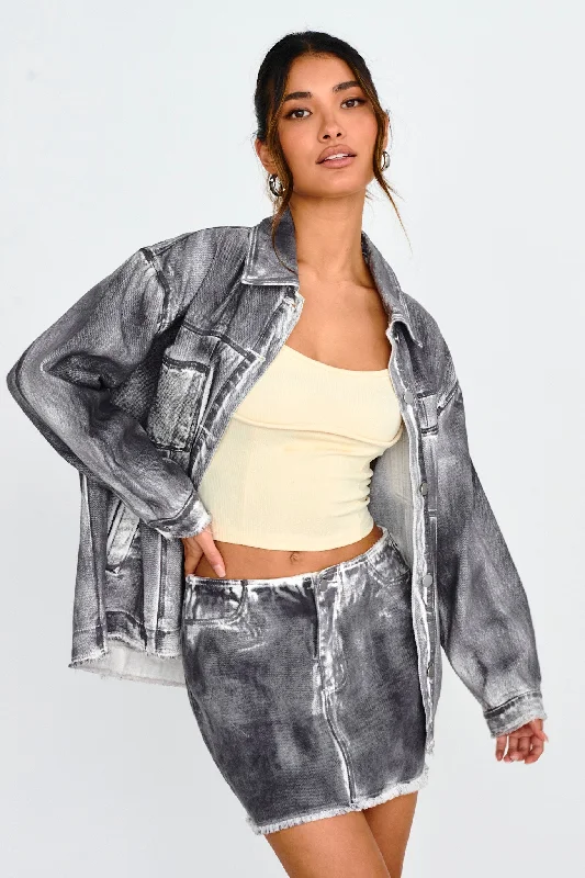 Decoy Distressed Jean Jacket Black/White