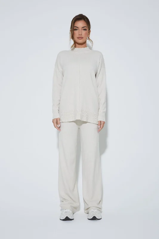 PALMER High Neck Cream Knit Lounge Set