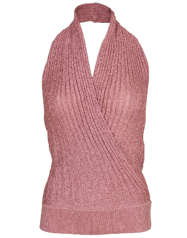 Ribbed Cross Front Halter Top