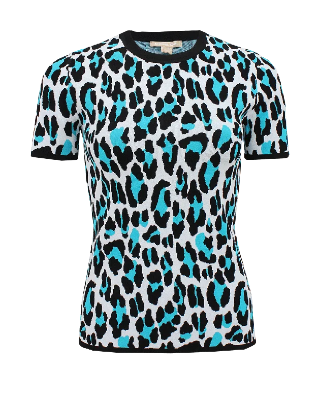 Short Sleeve Leopard Crew Top