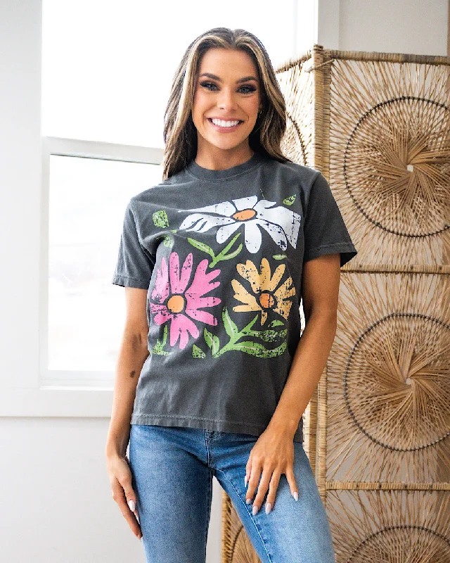 Vintage Daisies Charcoal Tee