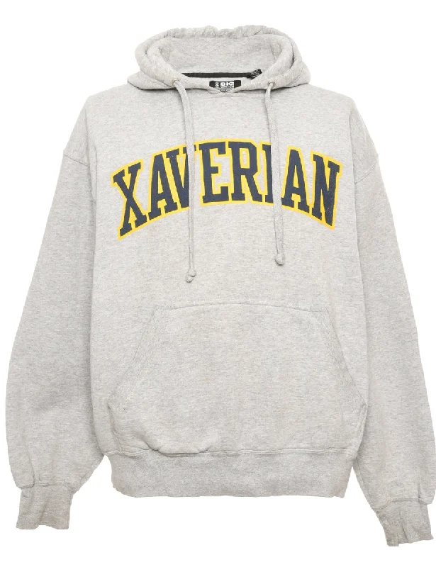 Grey Printed Hoodie - L