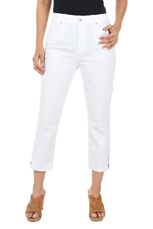 Zip Hem Denim Capri Pant