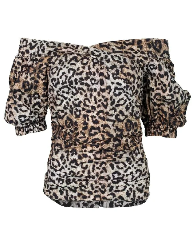 Leopard Puff Sleeve Top