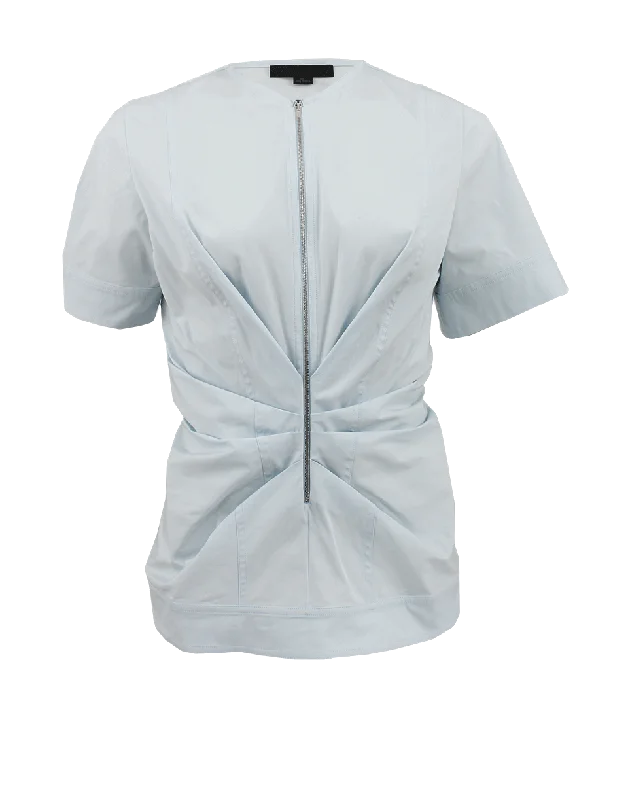 Short Sleeve Pinch Zip Front Top