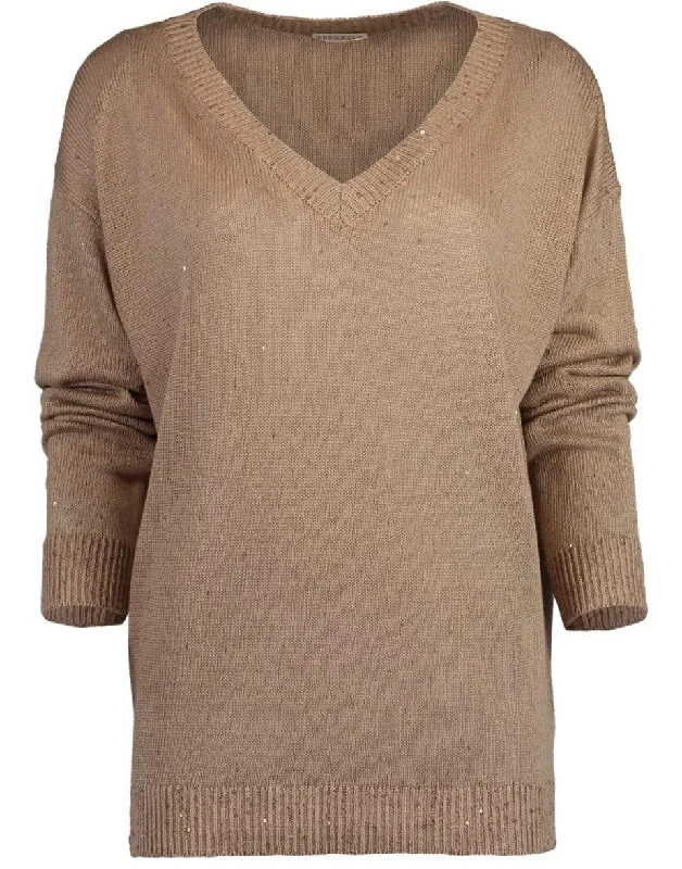 Paillette V-Neck Pullover Sweater