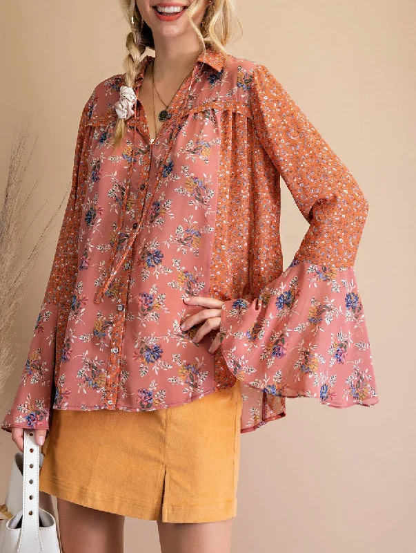 This Is It Floral Bell Sleeve Top