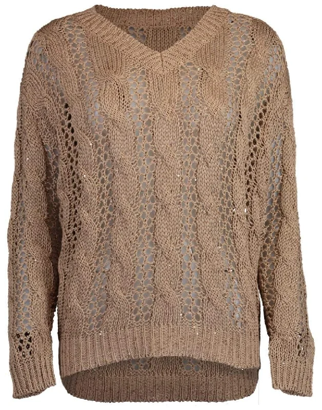 Open Weave Paillette Sweater