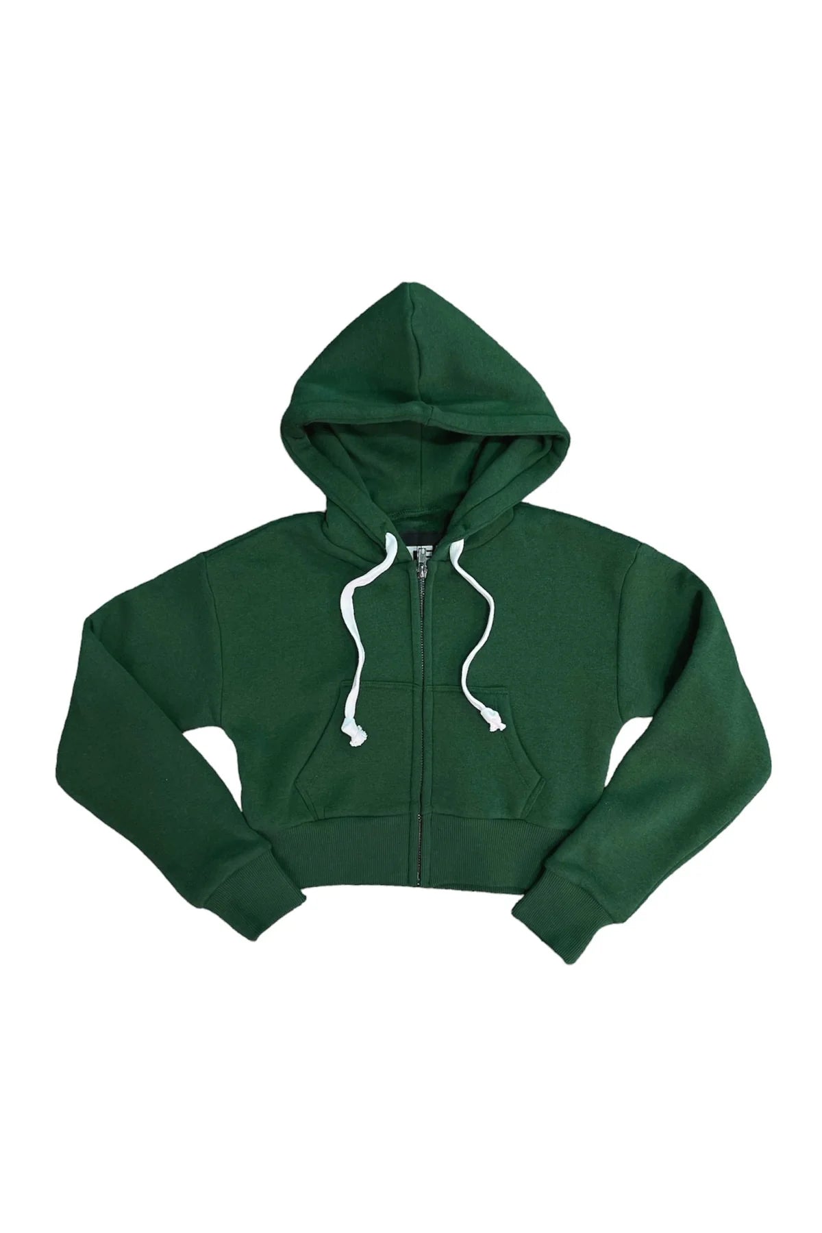 Dylan Zip Crop Hoody- Pine