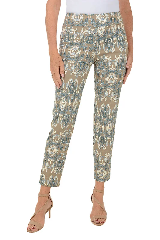 Damask Mosaic Pull-On Ankle Pant