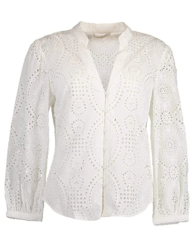 Alex Broderie Anglaise Button Front Top