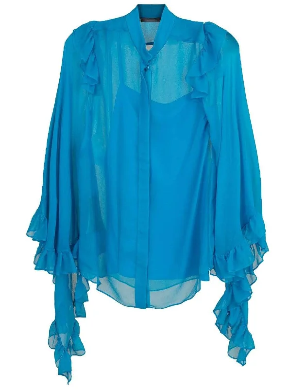 Cape Ruffle Sleeve Blouse