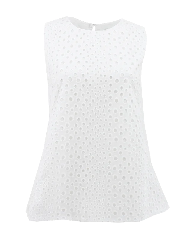 Sleeveless A-Line Eyelet Top