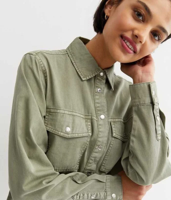 Olive Relaxed Denim Shirt