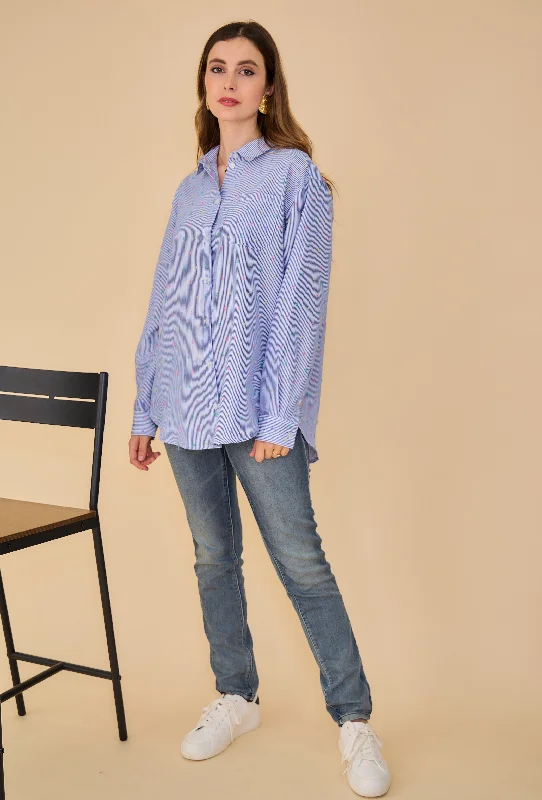 Chemise rayée oversize plumetis