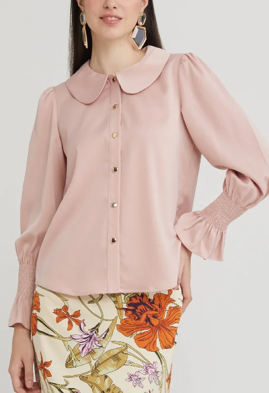 Peter Pan Colar Elastic Cuff Petal Blouse