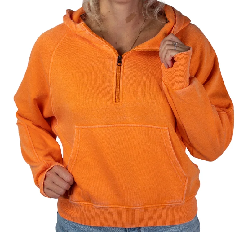 PO-7204 Half Zip Wash Hoodie Orange