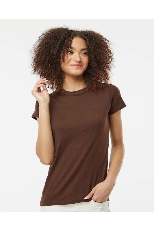 Tultex Womens Fine Jersey Slim Fit Short Sleeve Crewneck T-Shirt - Brown