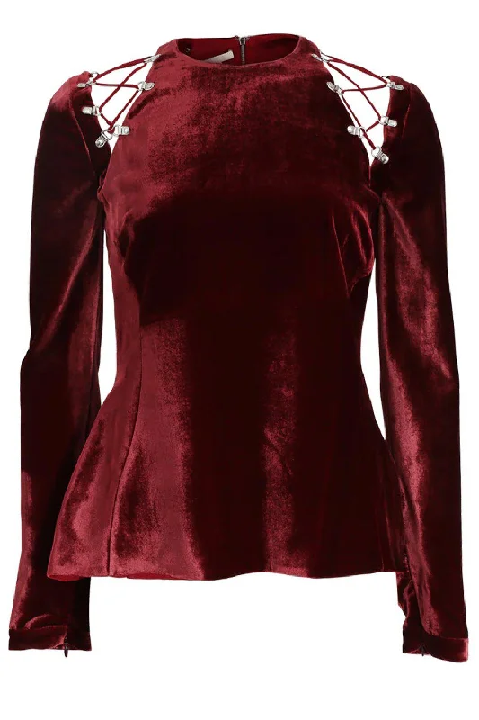 Velvet Tie Shoulder Top