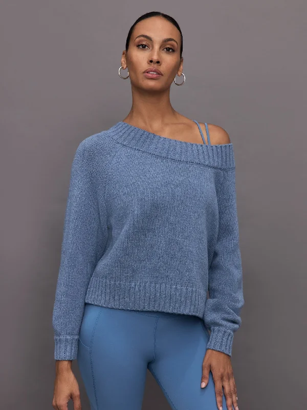 Wool Blend Slouchy Knit Sweater - Heather Coronet