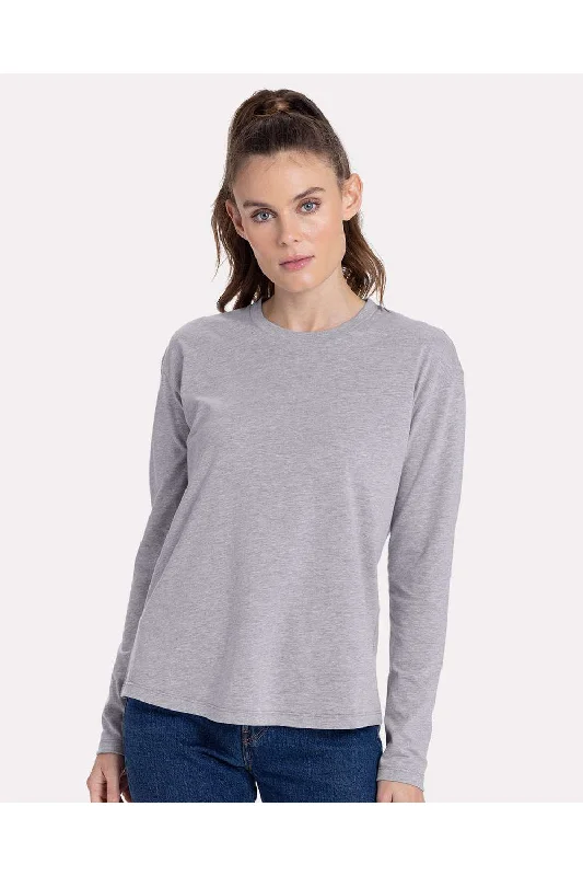 Next Level Womens Relaxed Long Sleeve Crewneck T-Shirt - Heather Grey