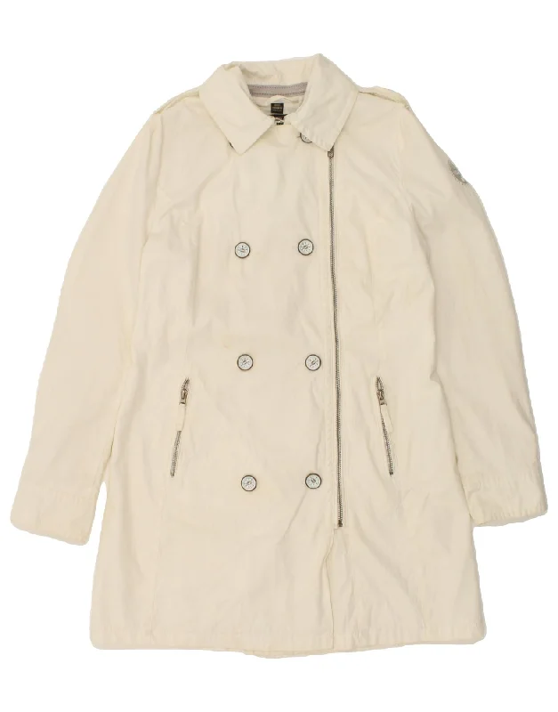 NAPAPIJRI Womens Double Breasted Coat UK 14 Large Off White Cotton