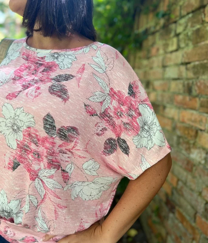 Pink Floral Gabbie Batwing Top