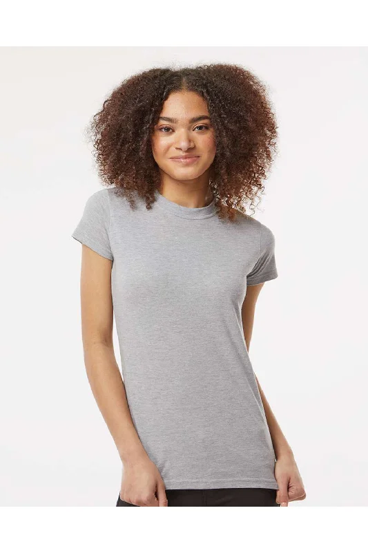 Tultex Womens Fine Jersey Slim Fit Short Sleeve Crewneck T-Shirt - Heather Grey