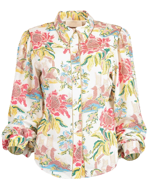 Flower Print Crepe Blouse