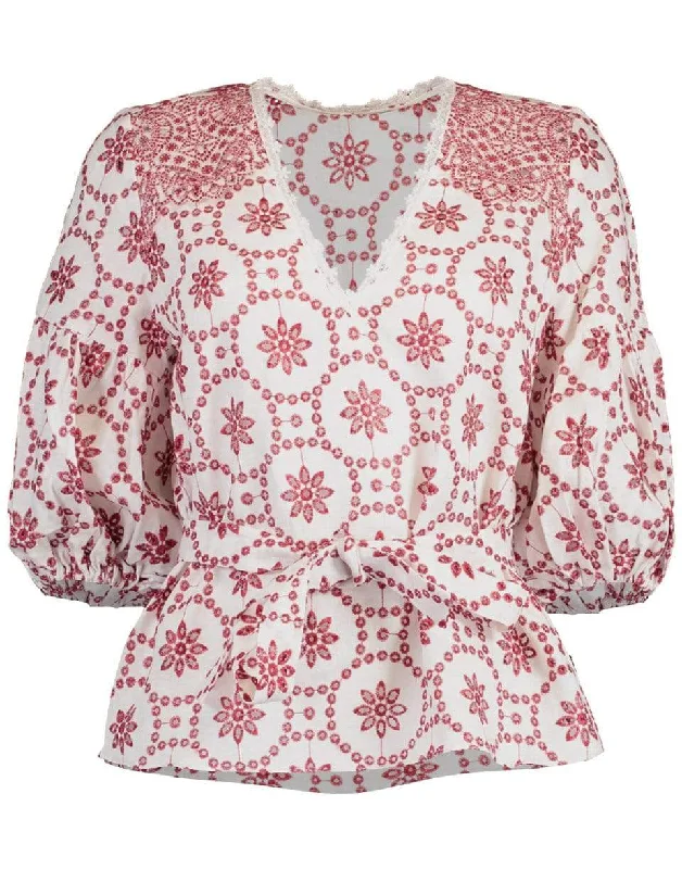 Berry Eyelet Embroidery Lanai Top