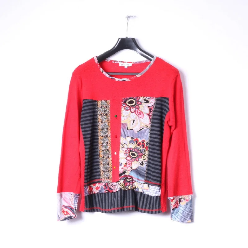 Maksim .Z Paris Womens M Jumper Red Acrylic Emroidered Abstract Sweater