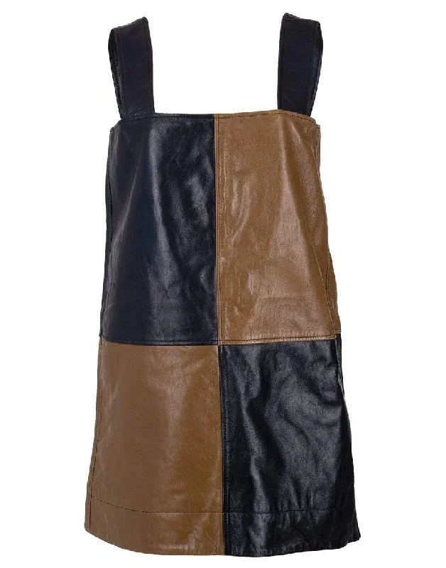 Colorblock Lamb Leather Dress