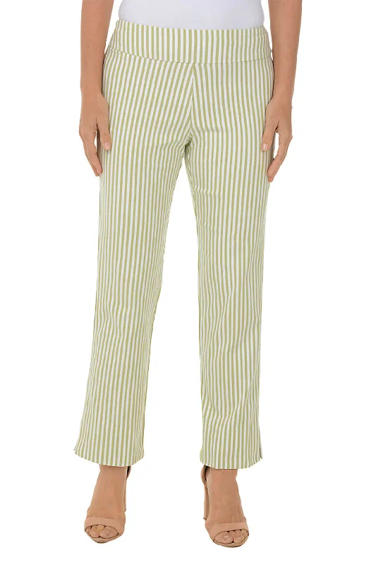 Sage Stripe Flared Ankle Pant