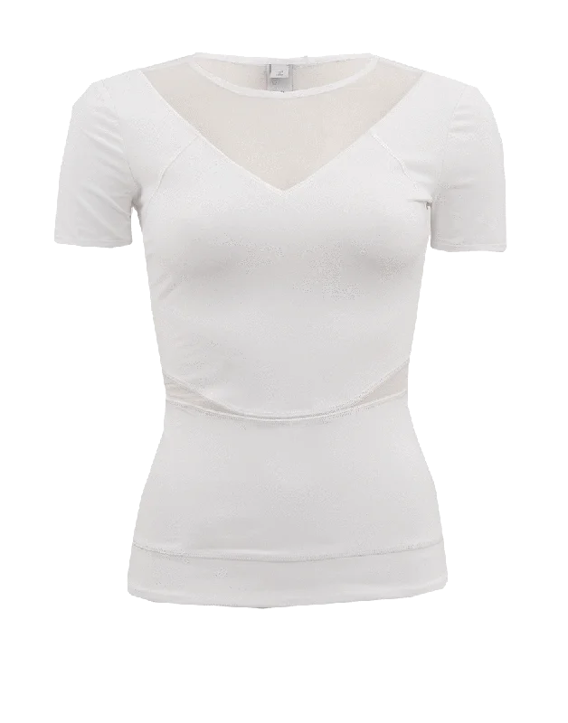 Short Sleeve Mesh Insert Top