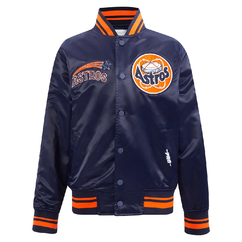 HOUSTON ASTROS RETRO CLASSIC BIG BOYS RIB SATIN JACKET (MIDNIGHT NAVY/ORANGE/MIDNIGHT NAVY)