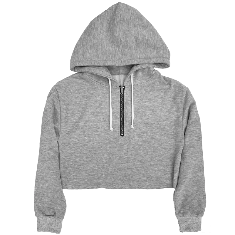 Heather Grey Brushed Soft Cloud Crop Zip Hoodie