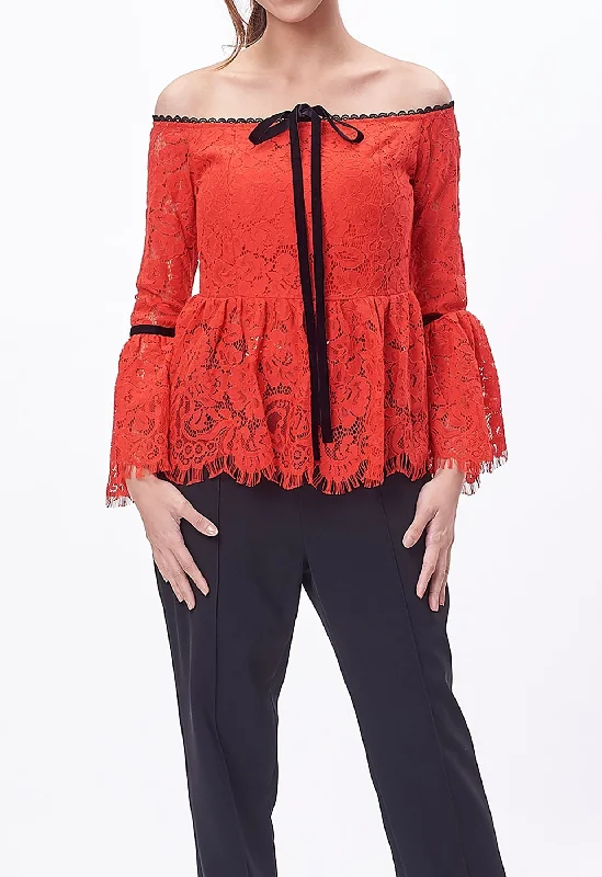 Tie Lacey Embroidered Blouse