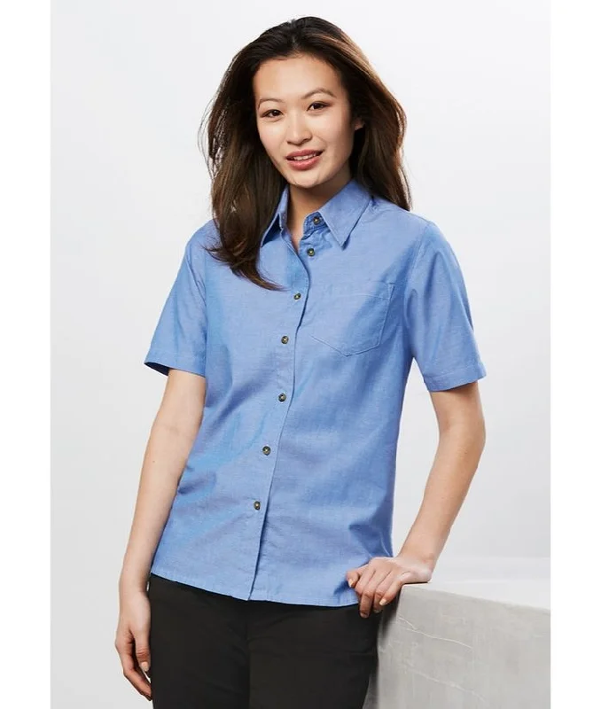 Ladies Wrinkle Free, Chambray Short Shirt Shirt