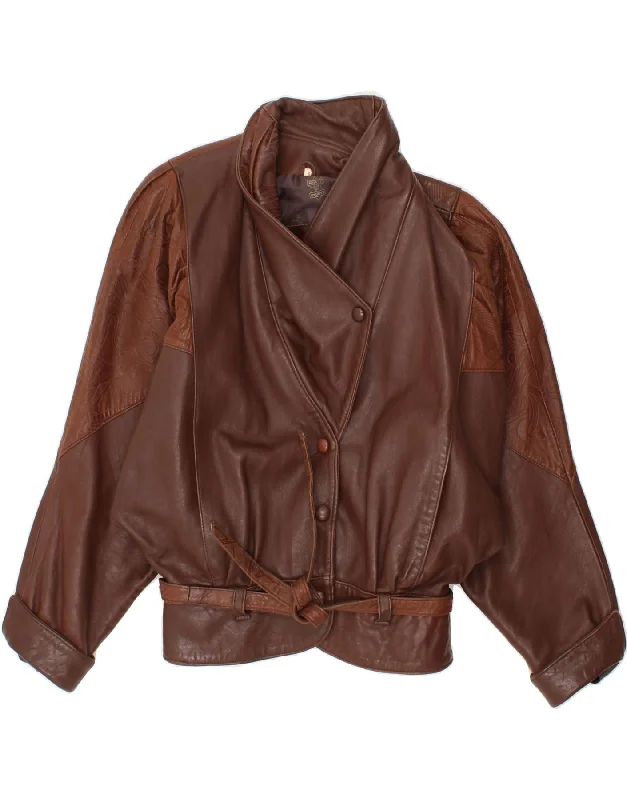 SARDAR LONDON Womens Leather Jacket UK 10 Small Brown Leather