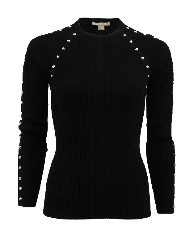 Long Sleeve Studded Raglan Crew