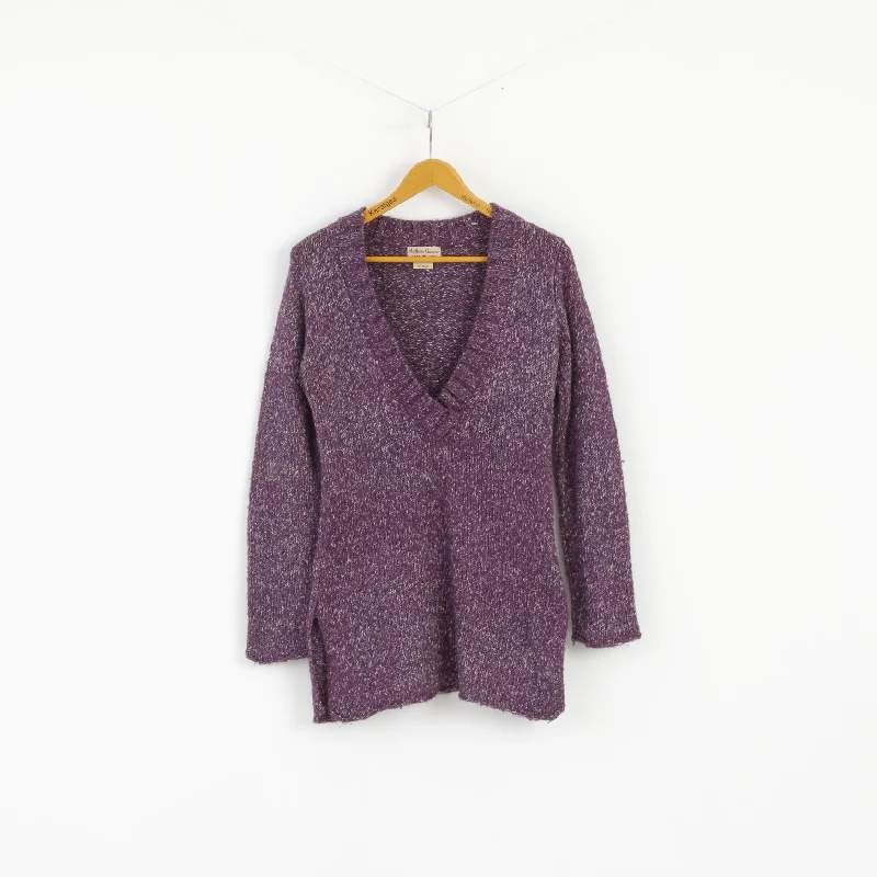 Marlboro Classics Women M Jumper Purple V Neck Wool Acrylic Blend Sweater