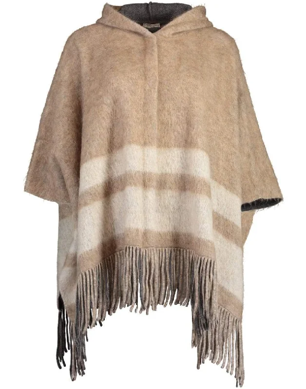 Snap Front Stripe Poncho