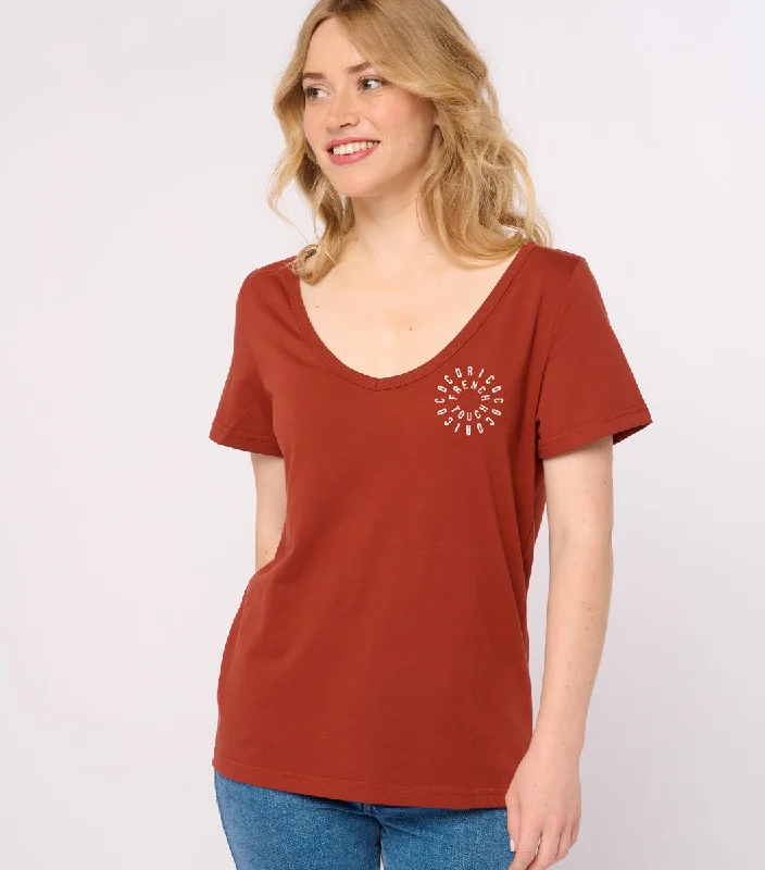 T-shirt col V Femme Terracotta - Le Cercle