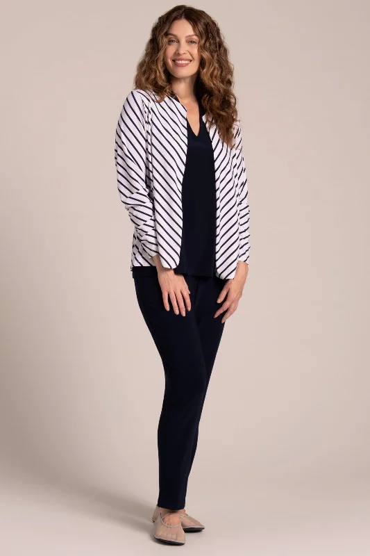 Classic Jacket with Pleated Sleeves | Navy Stripe