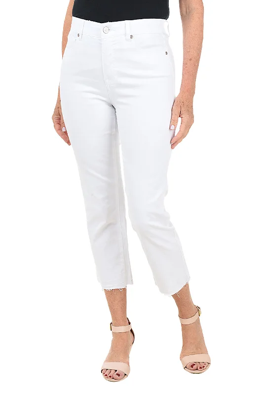 White Denim Raw Hem Crop Pant